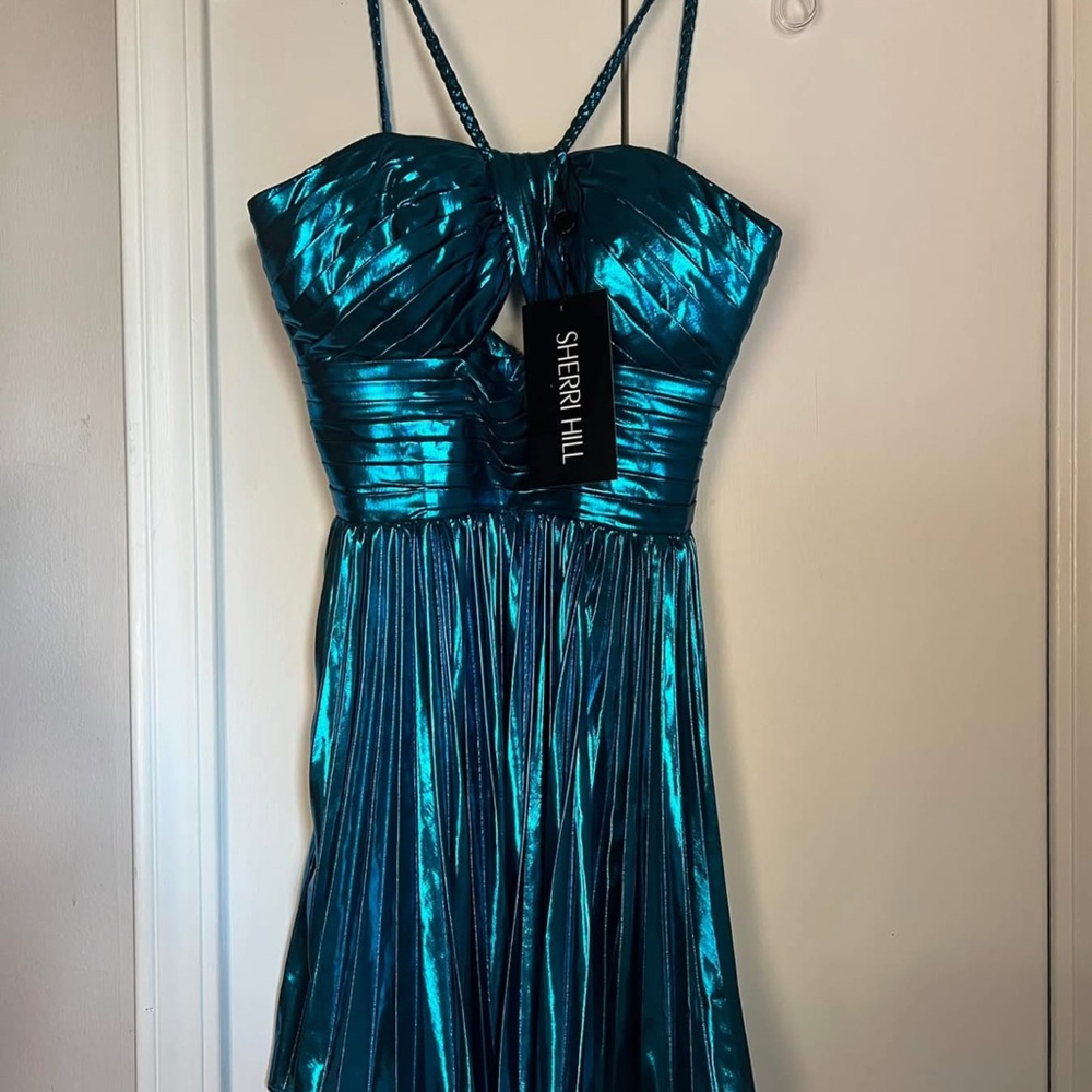 Sherri Hill Teal Strappy Dress